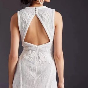 Anthropologie White Hand Beaded Not So Serious Dress. XSP (petite size)